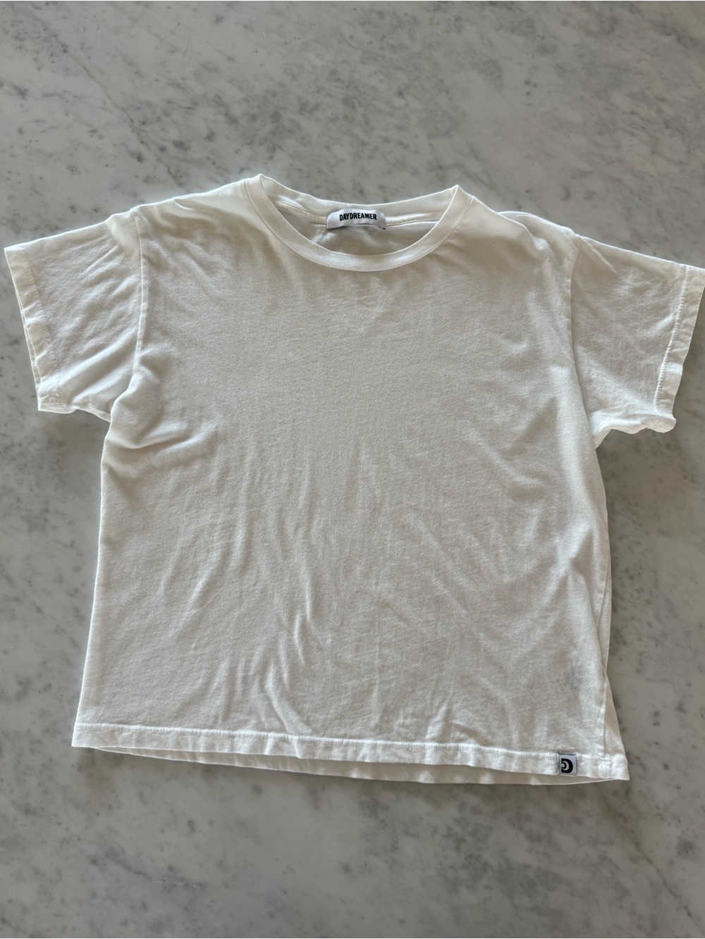 daydreamer white cotton boxy tee
